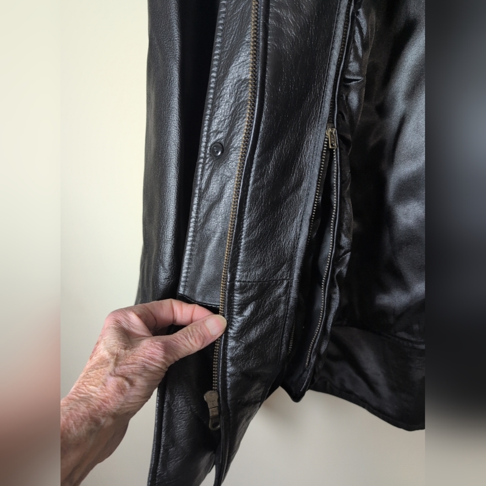 Wilsons Leather Jacket Outside Zip & Buttons Men's M Black Thinsulate Lined - Picture 5 of 16